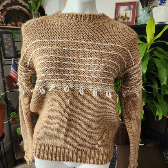 Elsamanda Anthropologie Alpaca brown & white sweater size small - Picture 1 of 7